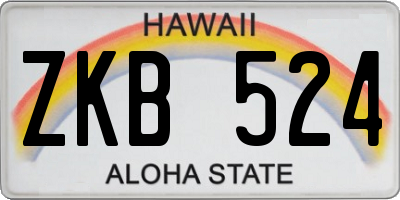 HI license plate ZKB524