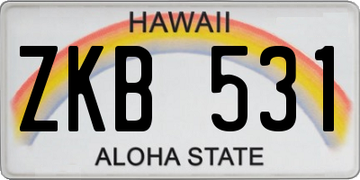 HI license plate ZKB531