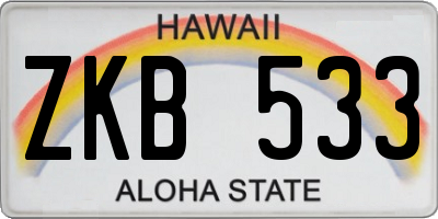 HI license plate ZKB533
