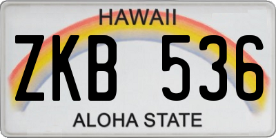 HI license plate ZKB536