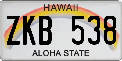 HI license plate ZKB538
