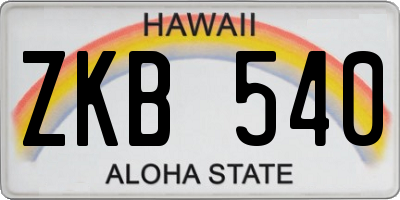 HI license plate ZKB540