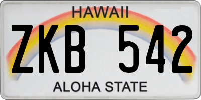HI license plate ZKB542