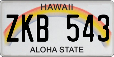 HI license plate ZKB543