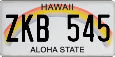 HI license plate ZKB545