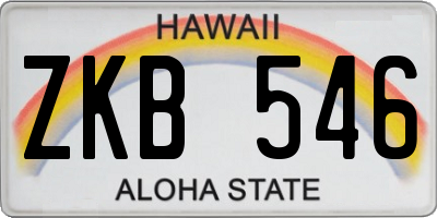 HI license plate ZKB546