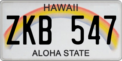 HI license plate ZKB547