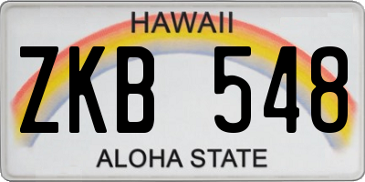 HI license plate ZKB548