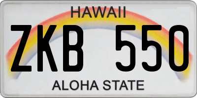 HI license plate ZKB550