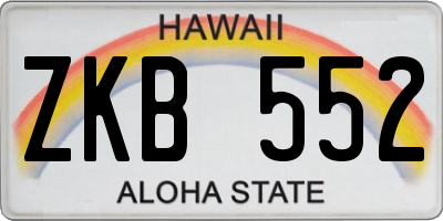 HI license plate ZKB552