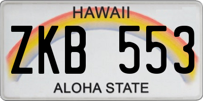HI license plate ZKB553