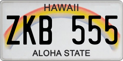 HI license plate ZKB555