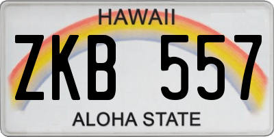 HI license plate ZKB557