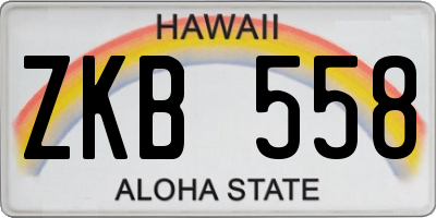 HI license plate ZKB558