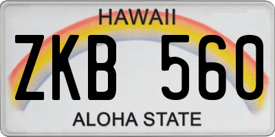 HI license plate ZKB560