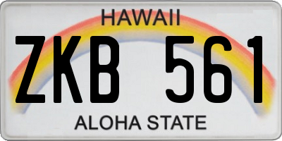 HI license plate ZKB561