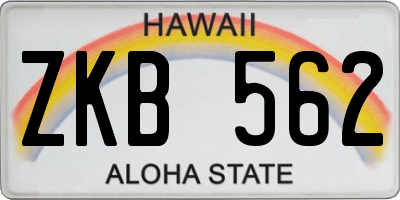 HI license plate ZKB562
