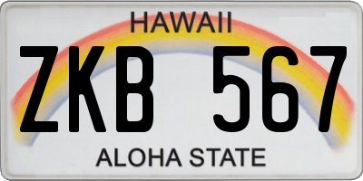 HI license plate ZKB567