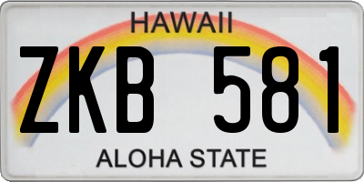 HI license plate ZKB581