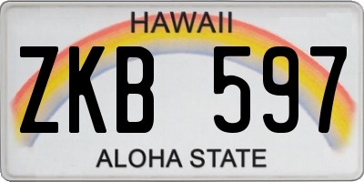 HI license plate ZKB597