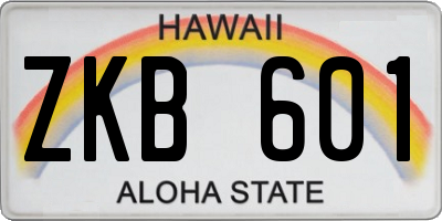 HI license plate ZKB601