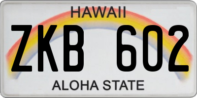 HI license plate ZKB602