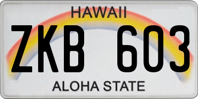 HI license plate ZKB603