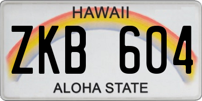HI license plate ZKB604