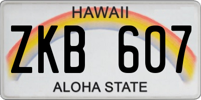 HI license plate ZKB607