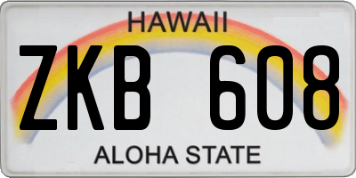 HI license plate ZKB608