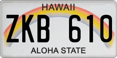 HI license plate ZKB610