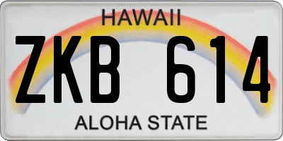 HI license plate ZKB614