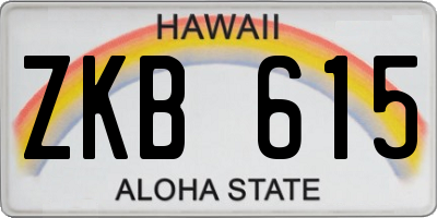 HI license plate ZKB615