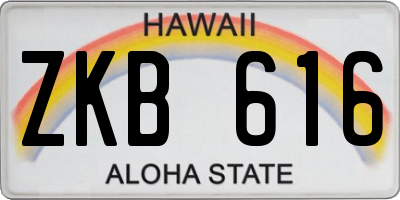 HI license plate ZKB616