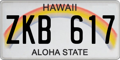 HI license plate ZKB617