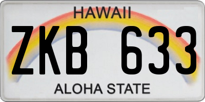 HI license plate ZKB633