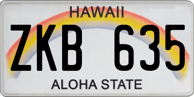 HI license plate ZKB635
