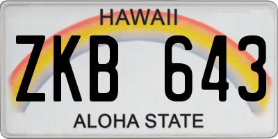 HI license plate ZKB643
