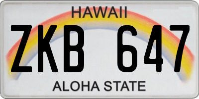 HI license plate ZKB647