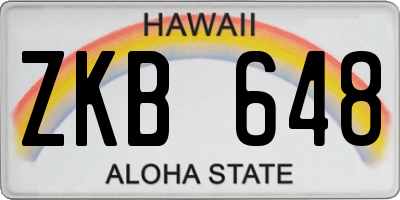 HI license plate ZKB648