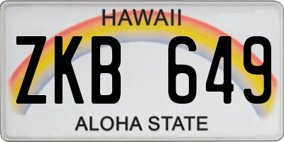 HI license plate ZKB649