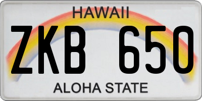 HI license plate ZKB650