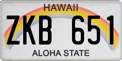 HI license plate ZKB651