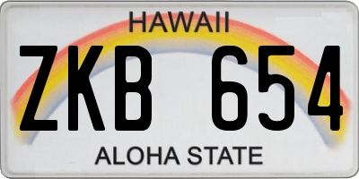 HI license plate ZKB654