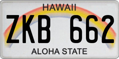 HI license plate ZKB662