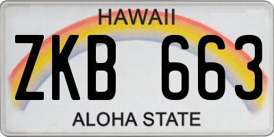 HI license plate ZKB663