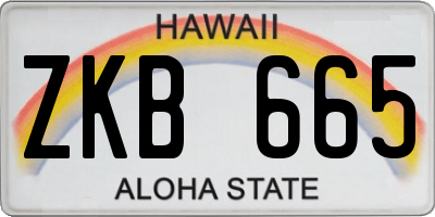 HI license plate ZKB665
