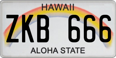 HI license plate ZKB666
