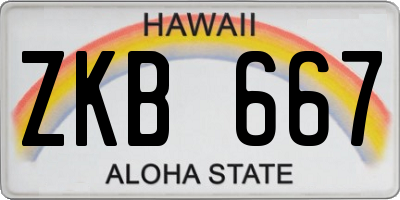 HI license plate ZKB667