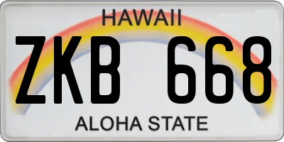 HI license plate ZKB668